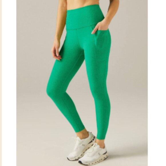 Beyond Yoga Pants - Spacedye Out Of Pocket High Waisted Midi Legging M Green Grass Heather